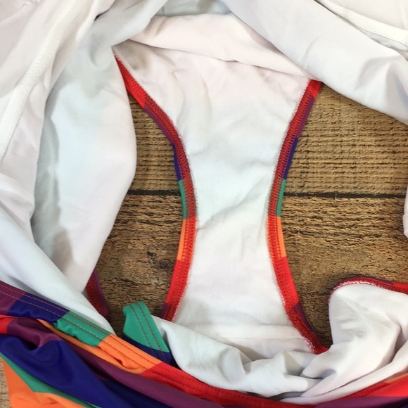 Modcloth Red Purple‎ Striped One Piece Swimsuit Womens 4X - Picture 5 of 11